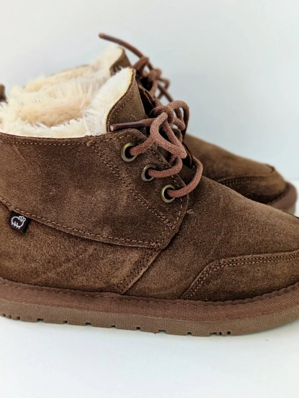 LAMO Kids Jacob Suede Chukka Boots Brown Faux Fur Size 9C